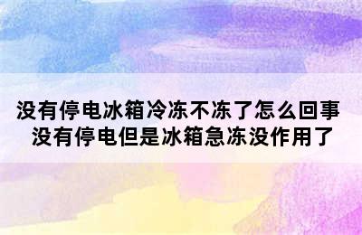 没有停电冰箱冷冻不冻了怎么回事 没有停电但是冰箱急冻没作用了